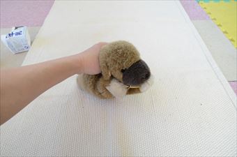 犬 ぬいぐるみ 握る 痛そう