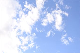 今日の天気は晴れ。雲多い。