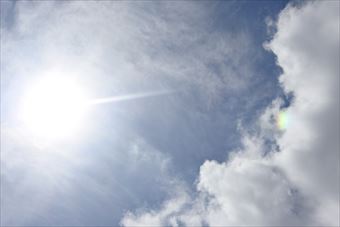 真夏の空。太陽がいっぱい