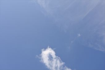 よく晴れています。白い雲ぽっかり浮かんでいます