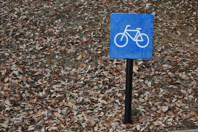 自転車 看板 駐輪場 落ち葉 枯れ葉 秋 冬