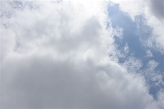 青空。雲は多い。