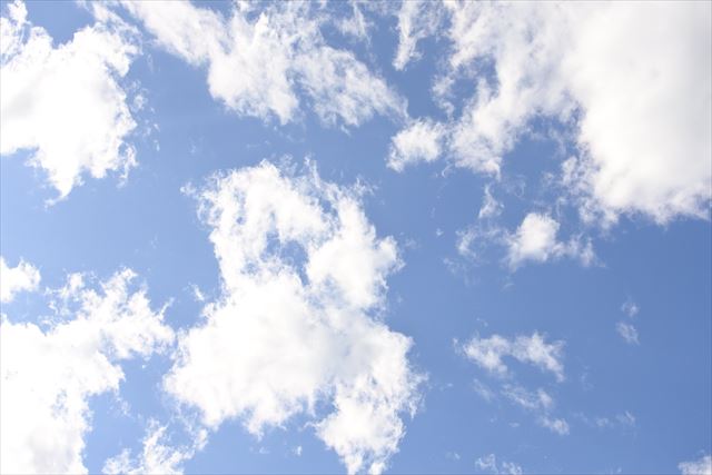今日の天気は晴れ。雲が多い