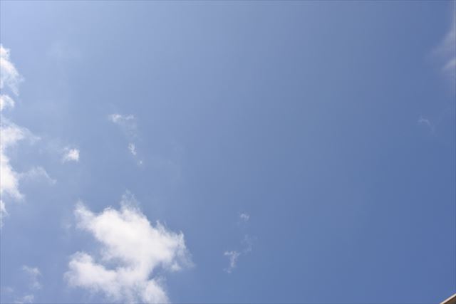 いい天気です。青い空、白い雲