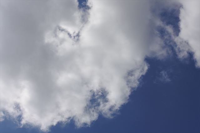 真っ青な空です。雲が多い