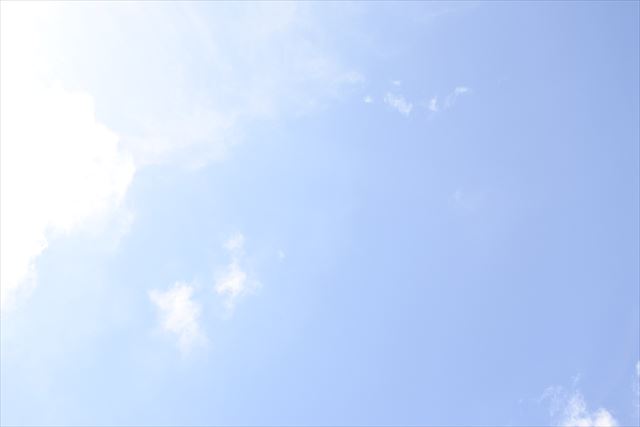 まぶしい夏の太陽。青い空