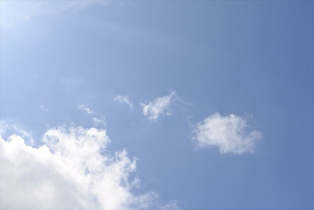 夏空です。真っ青な空と白い雲